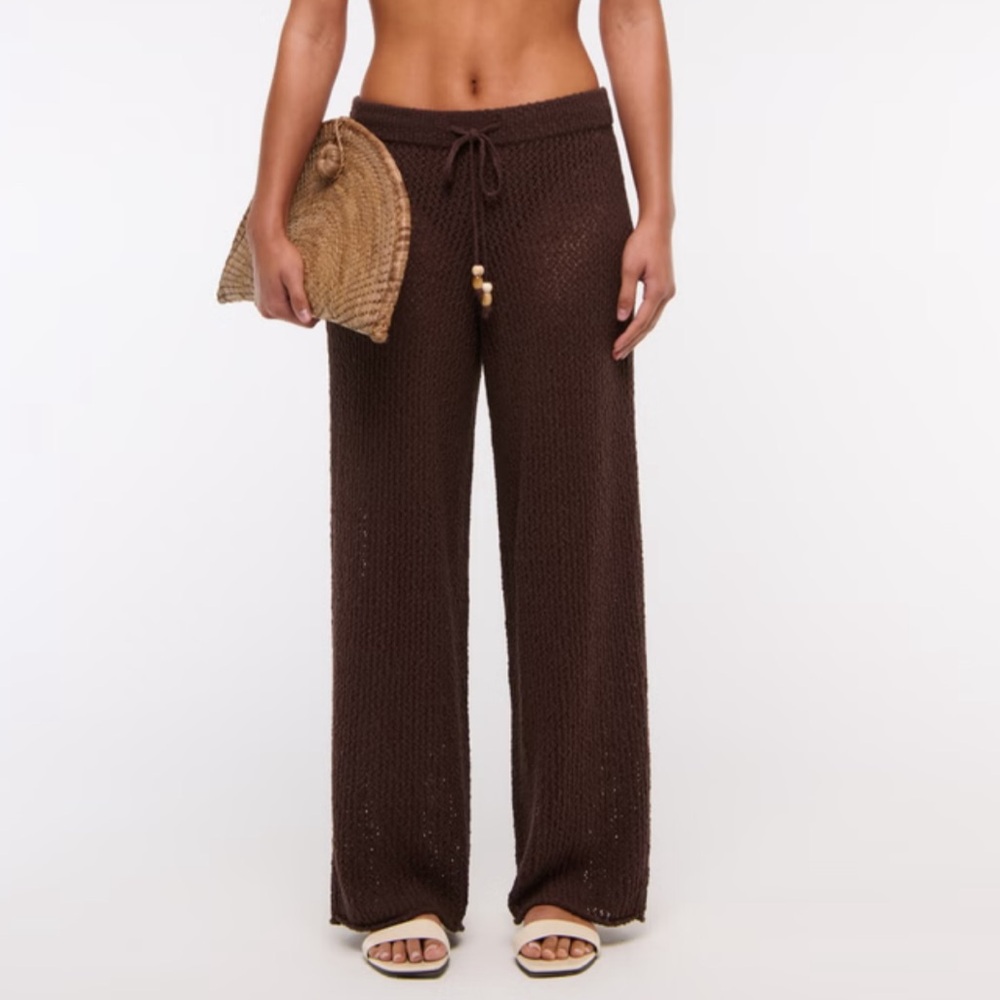 Abercrombie Mid Rise Crochet Style Coverup Pant - Brown, L, NWOT